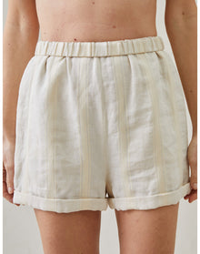 The Rolled Shorts in Bari Stripe | Cream / Cream