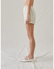 The Rolled Shorts in Bari Stripe | Cream / Cream