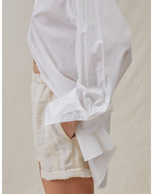 The Rolled Shorts in Bari Stripe | Cream / Cream