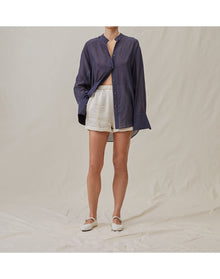 The Rolled Shorts in Bari Stripe | Cream / Cream