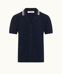 Tiernan Classic Fit Capri Collar Stripe Tipping Boucle Shirt | Azul Blue/White