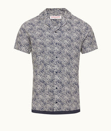 Travis Floral Print Capri Collar Shirt | Midnight Navy