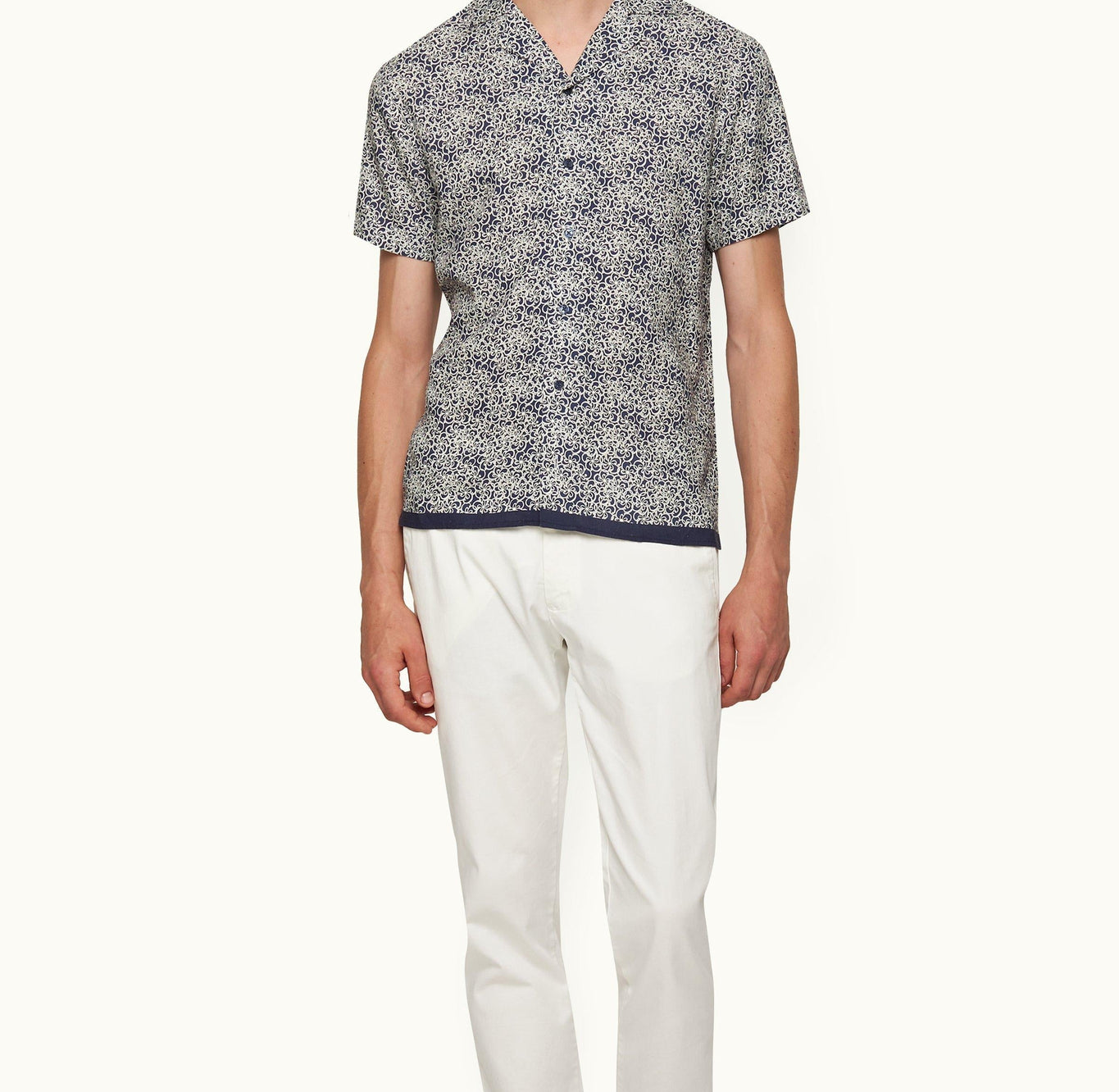 Travis Floral Print Capri Collar Shirt | Midnight Navy