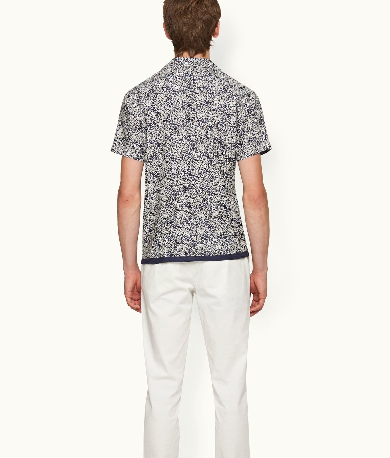 Travis Floral Print Capri Collar Shirt | Midnight Navy