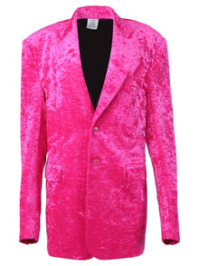 Women | VETEMENTS | Boxy Single Breasted Velvet Tailored Jacket | Pink