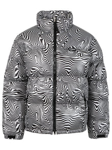 Men | VETEMENTS | Zebra Print Logo Puffer Jacket | Black & White