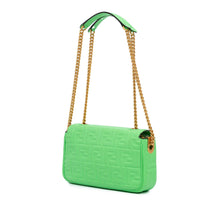 Fendi | Pre-Owned Zucca Embossed Leather Chain Midi Baguette - I | Green/Light Green