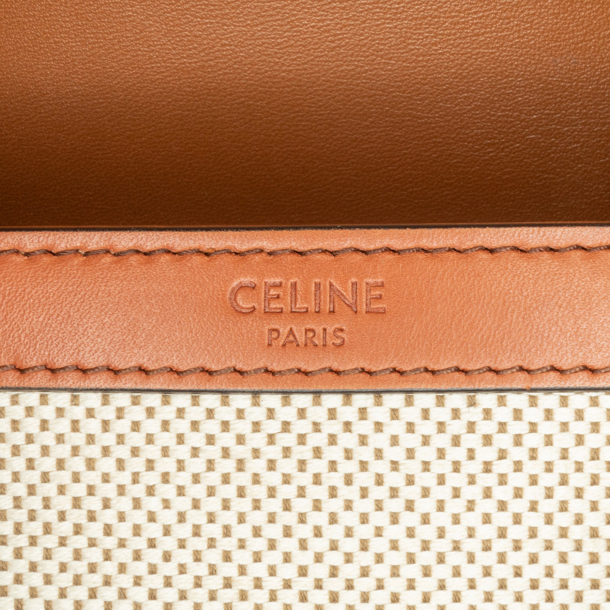 Celine | Pre-Owned Teen Canvas and Calfskin Triomphe Crossbody | Brown/Beige