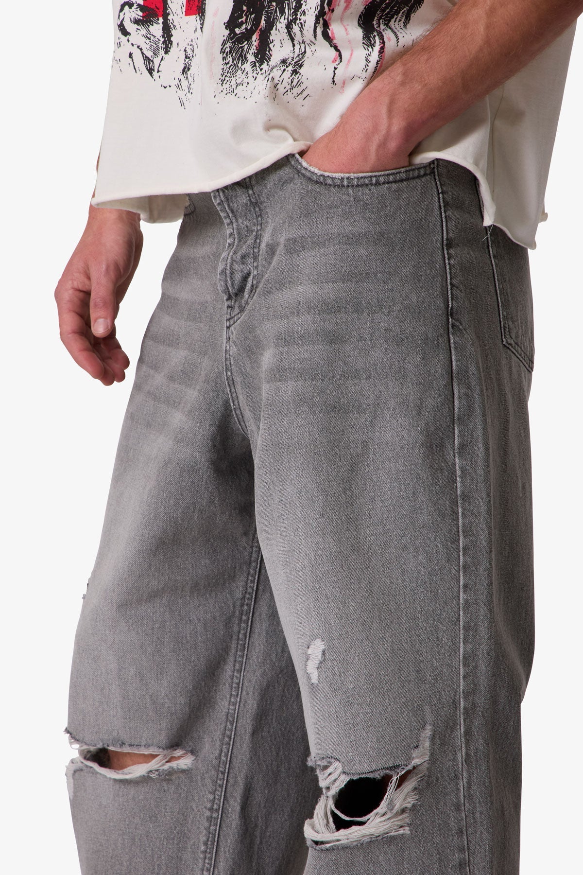 Ultra Baggy Blowout Denim | Washed Grey