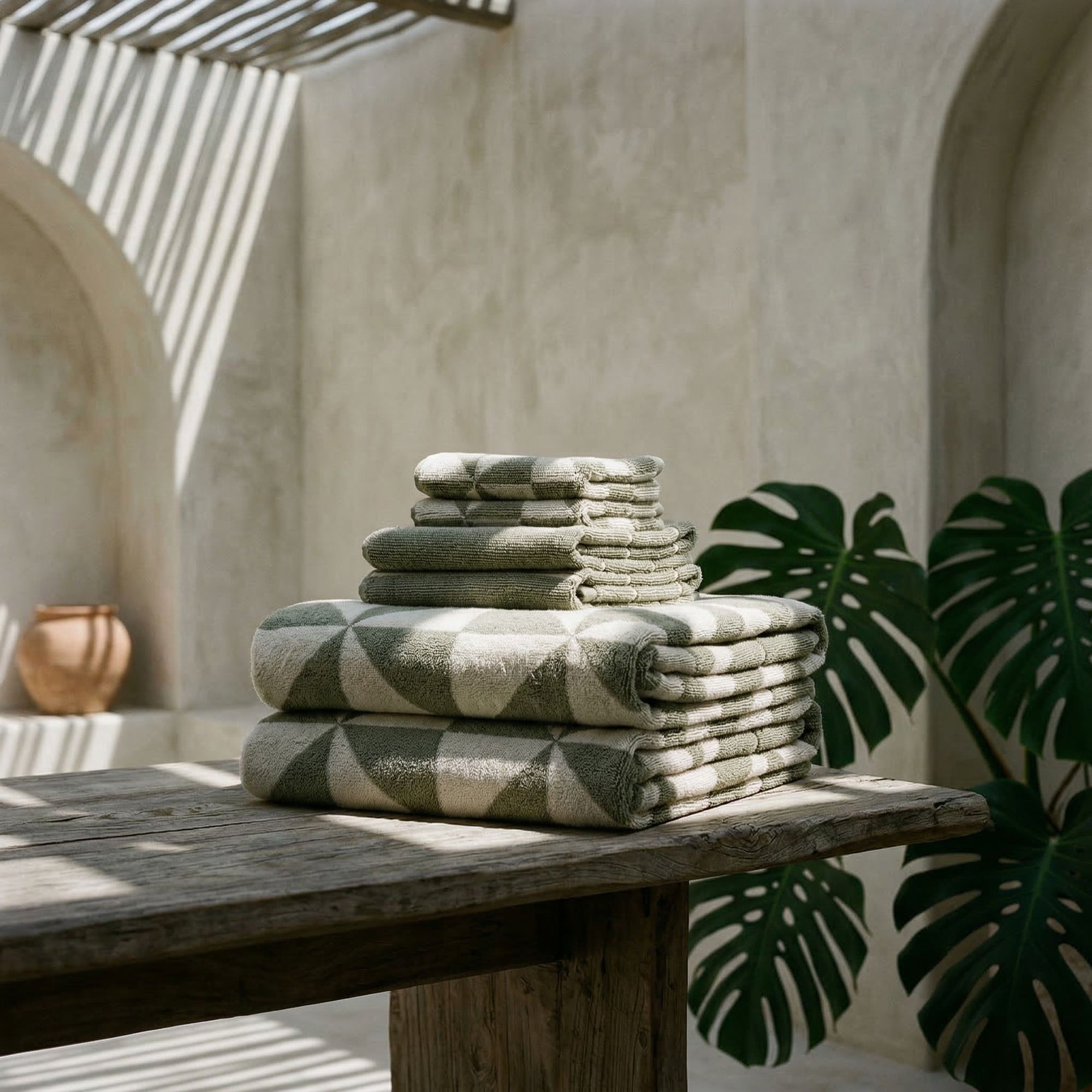 Deia Australian Cotton Towels | Sage/Ecru