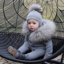 Unisex | Honeycomb Grey Cashmere Pram Coat with Grey Trim | Gray