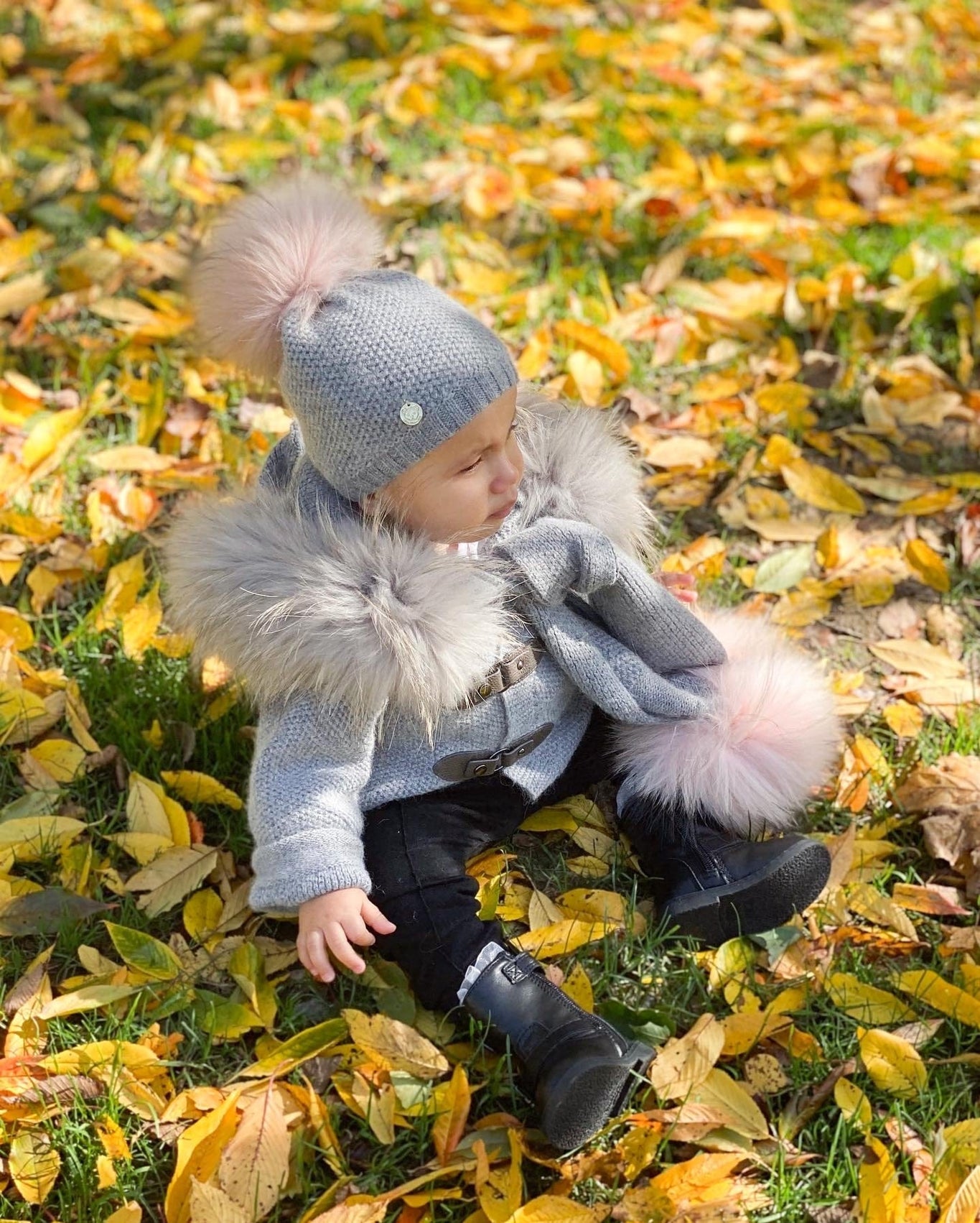 Unisex | Honeycomb Grey Cashmere Pram Coat with Grey Trim | Gray