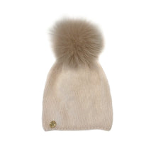 Unisex | Vanya Adult Beige Cashmere Fox Fur Beanie Hat | Oatmeal