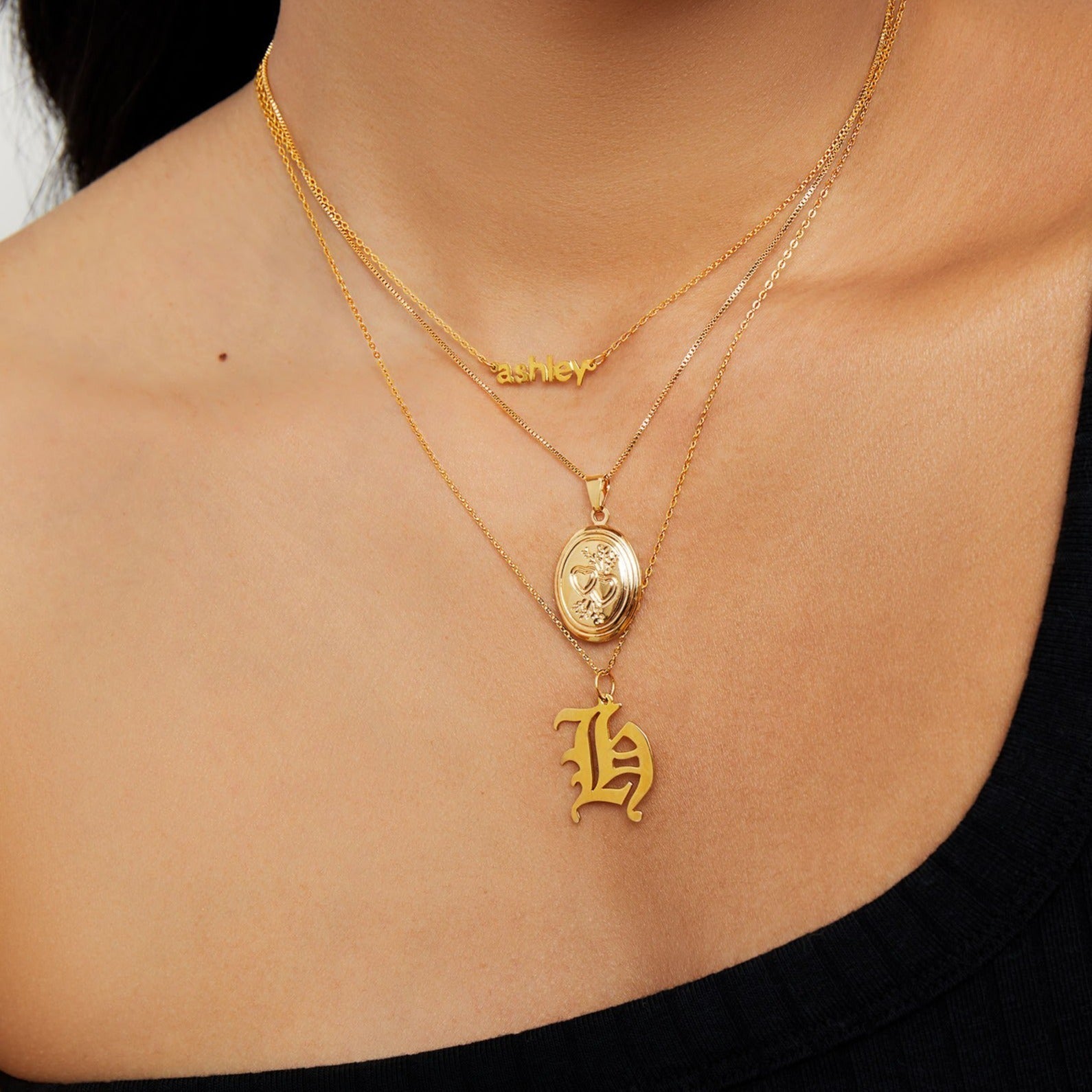 The Old English Pendant Necklace (Uppercase) | Gold Vermeil & Silver