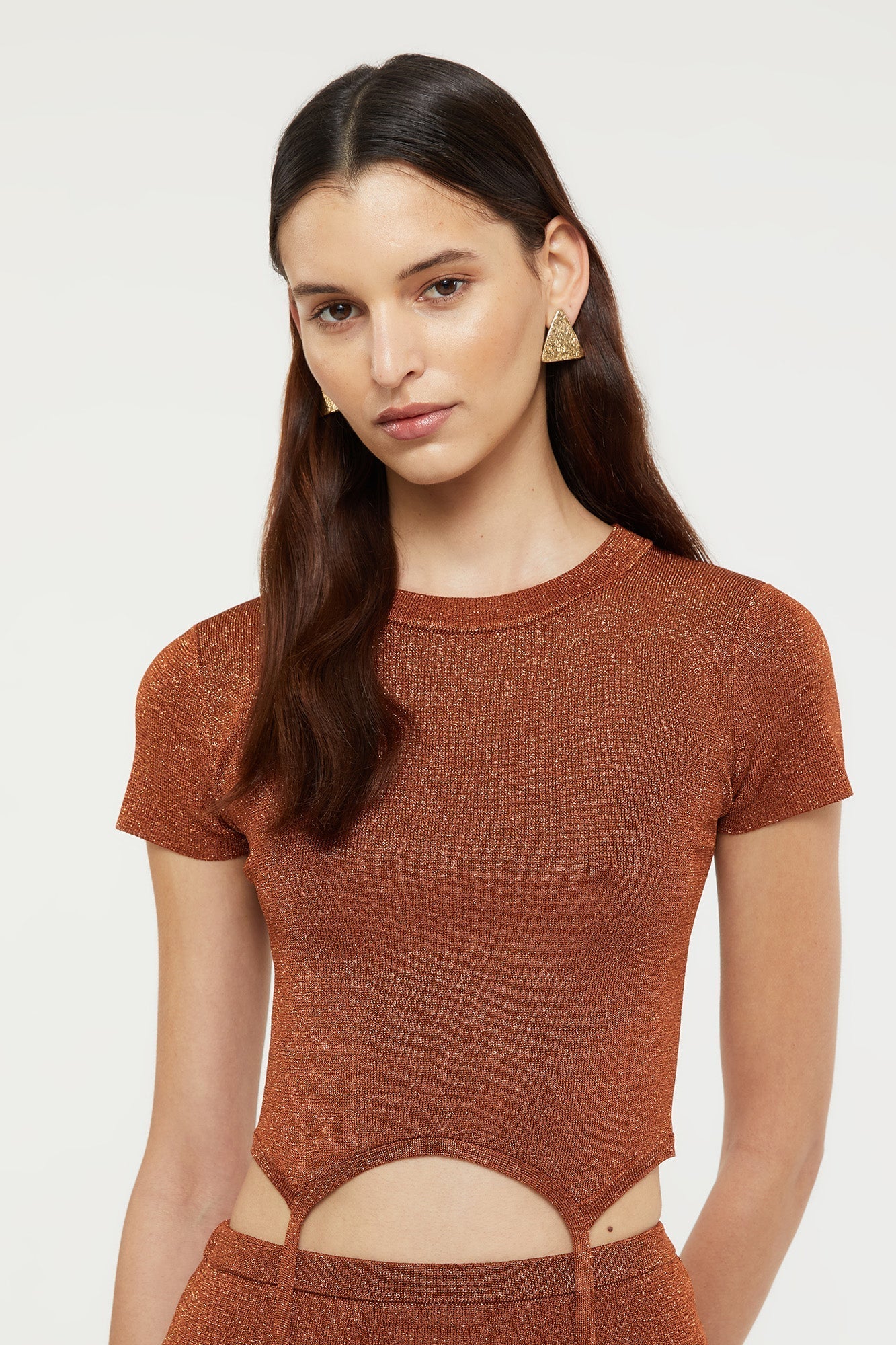 GINIA Yael Knit Top in Bronze