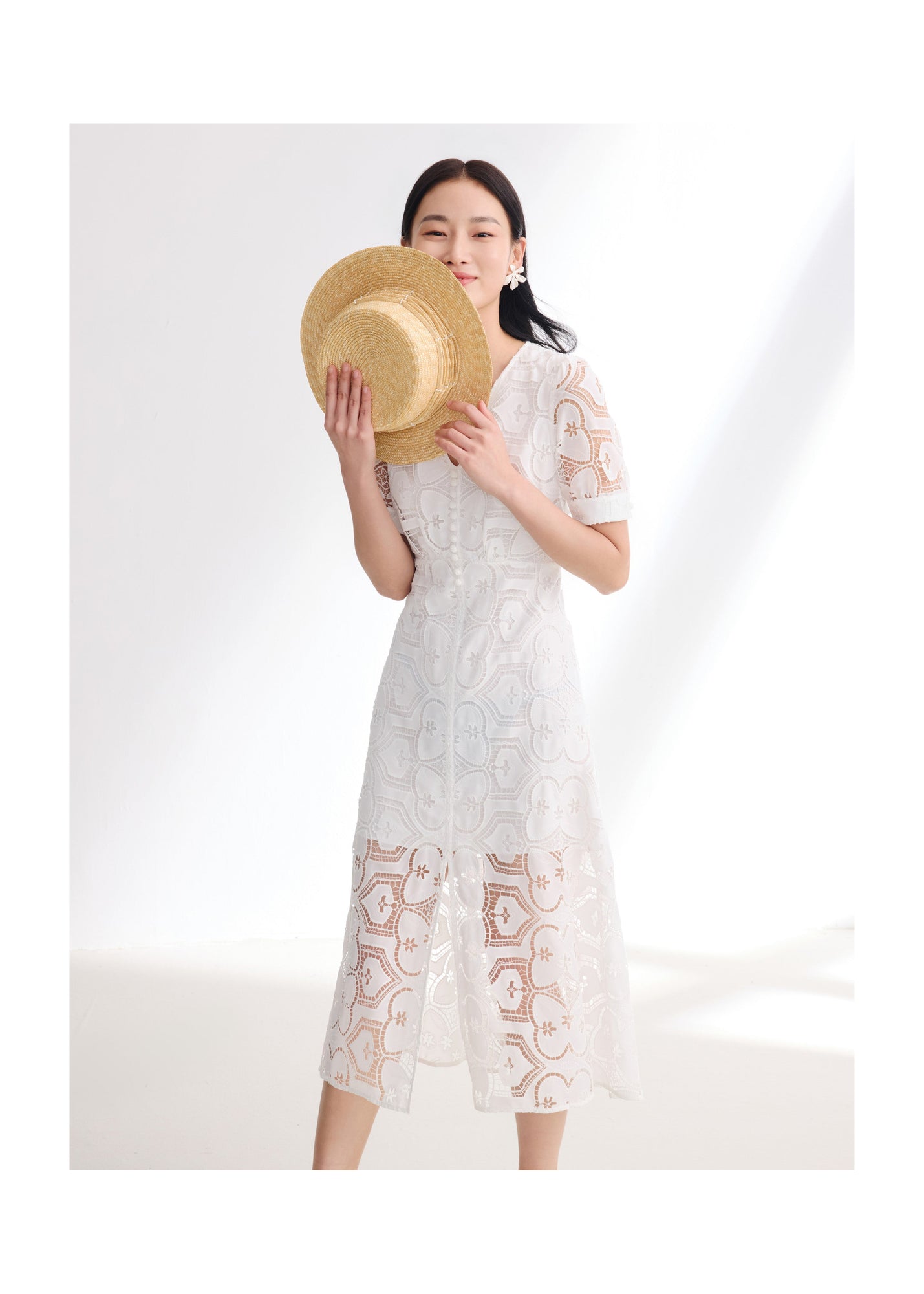 V-Neck Dress | White