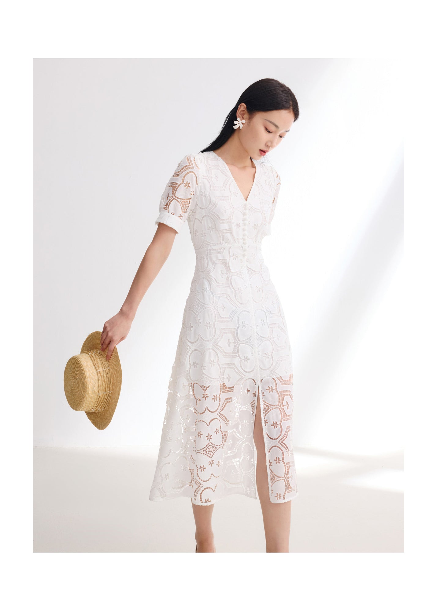 V-Neck Dress | White