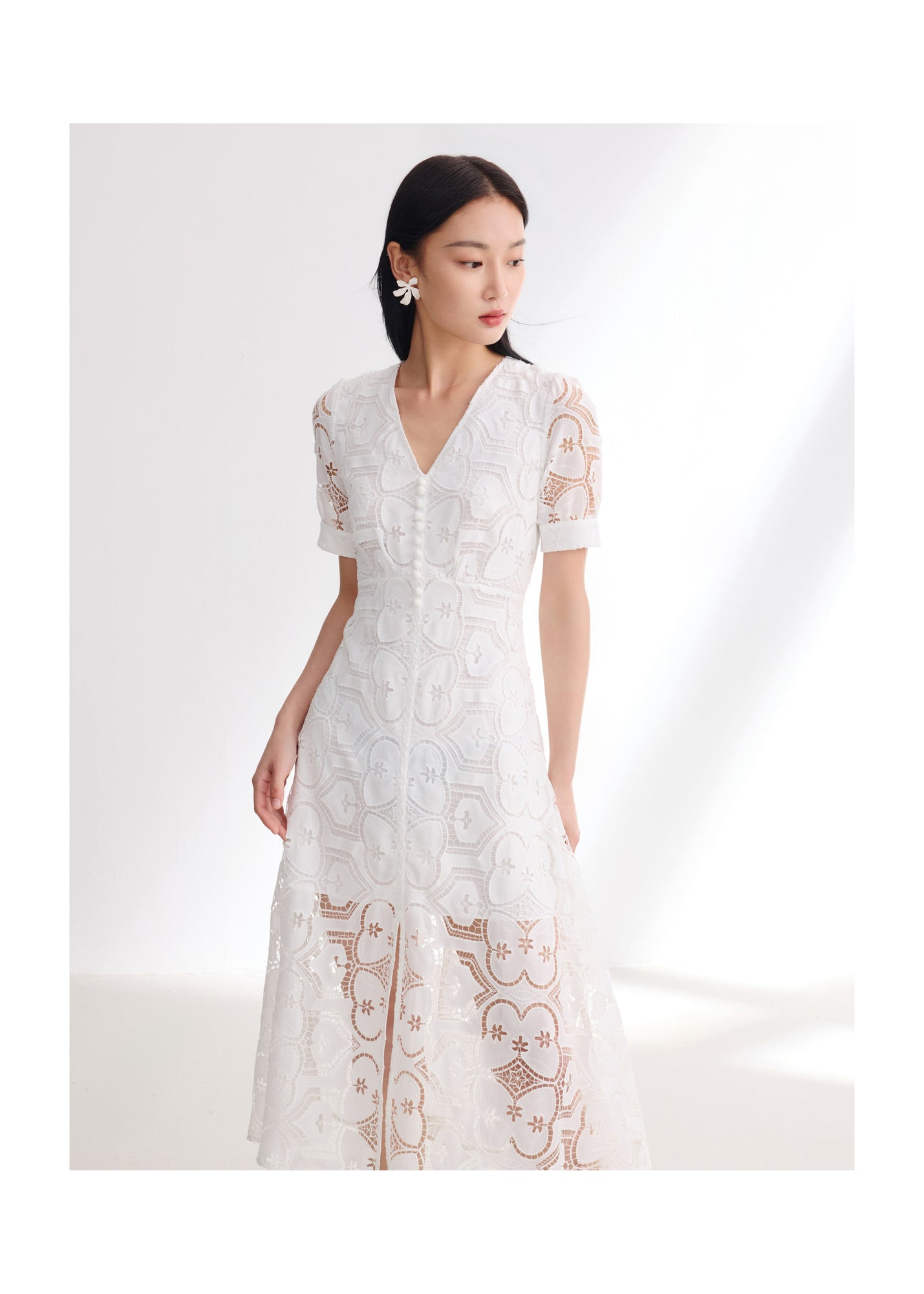 V-Neck Dress | White