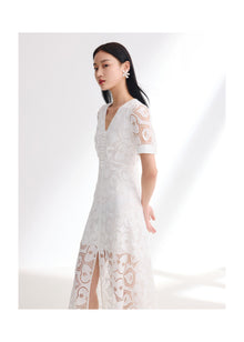 V-Neck Dress | White