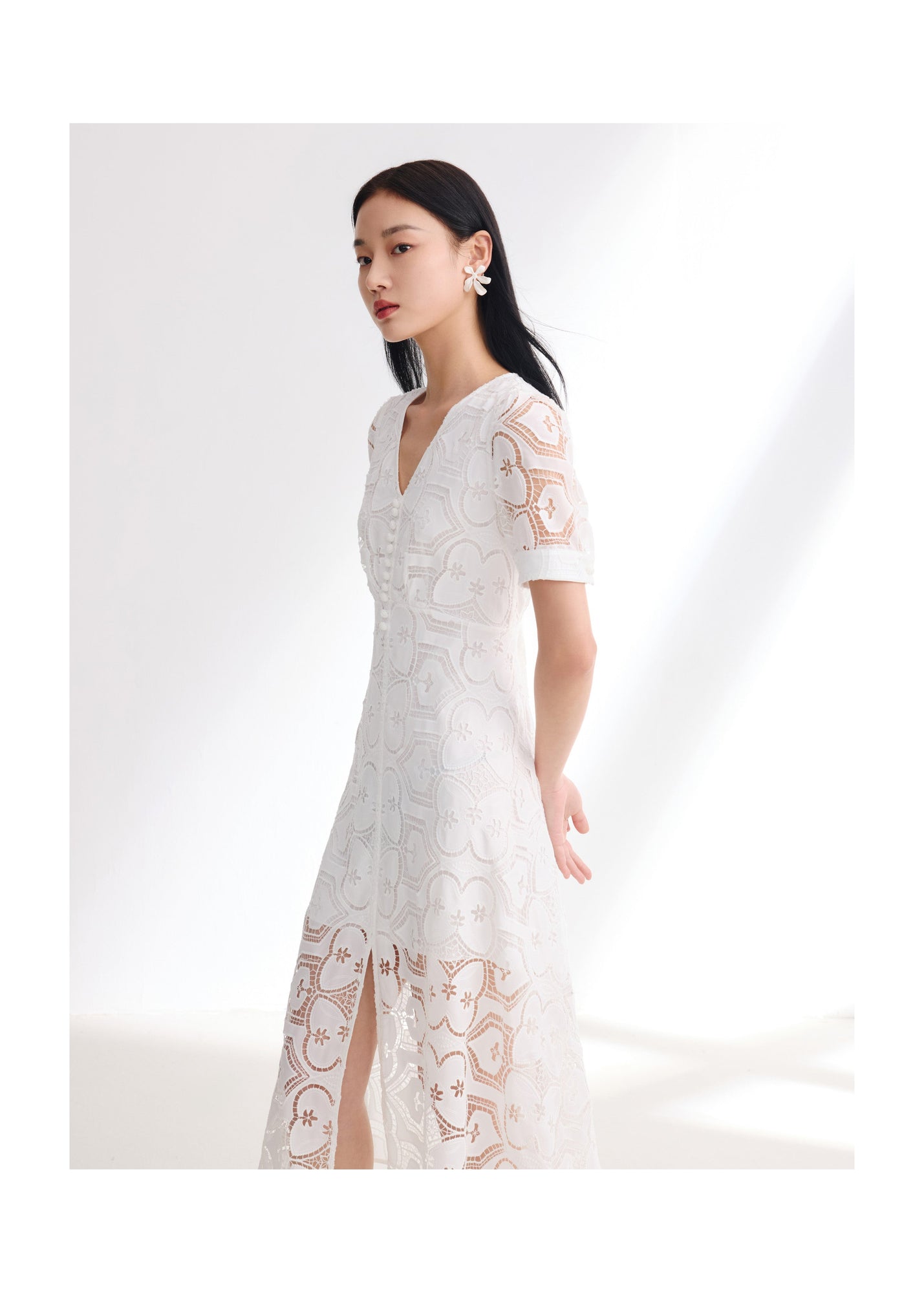 V-Neck Dress | White