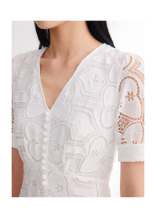V-Neck Dress | White