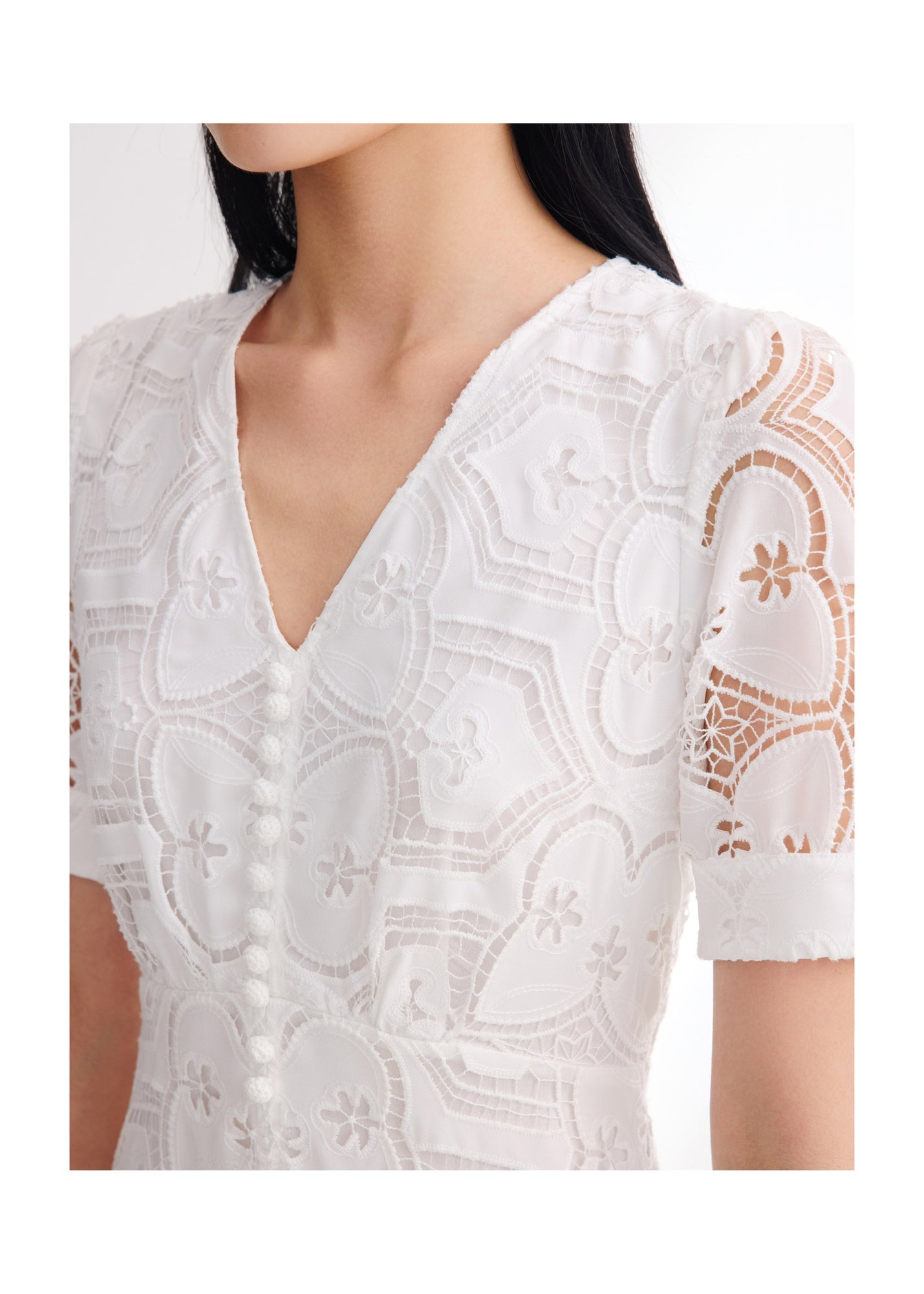 V-Neck Dress | White