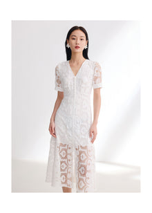 V-Neck Dress | White