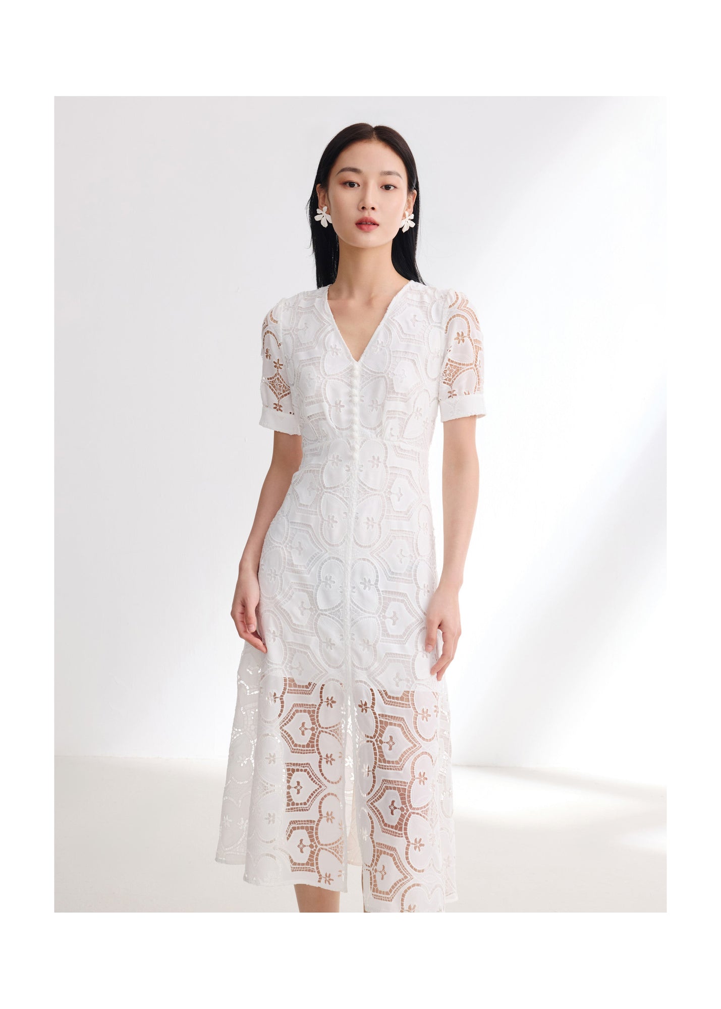 V-Neck Dress | White