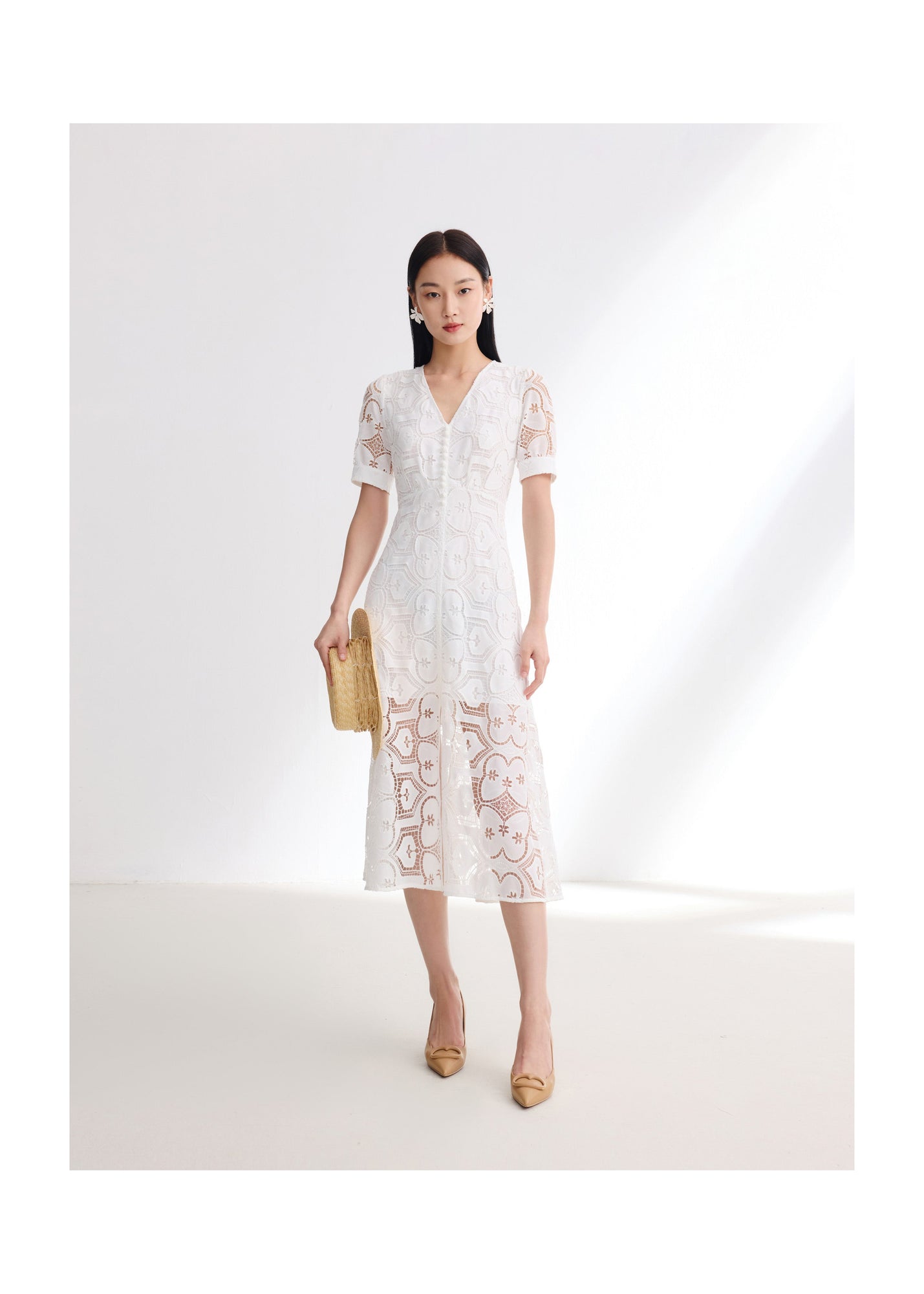 V-Neck Dress | White