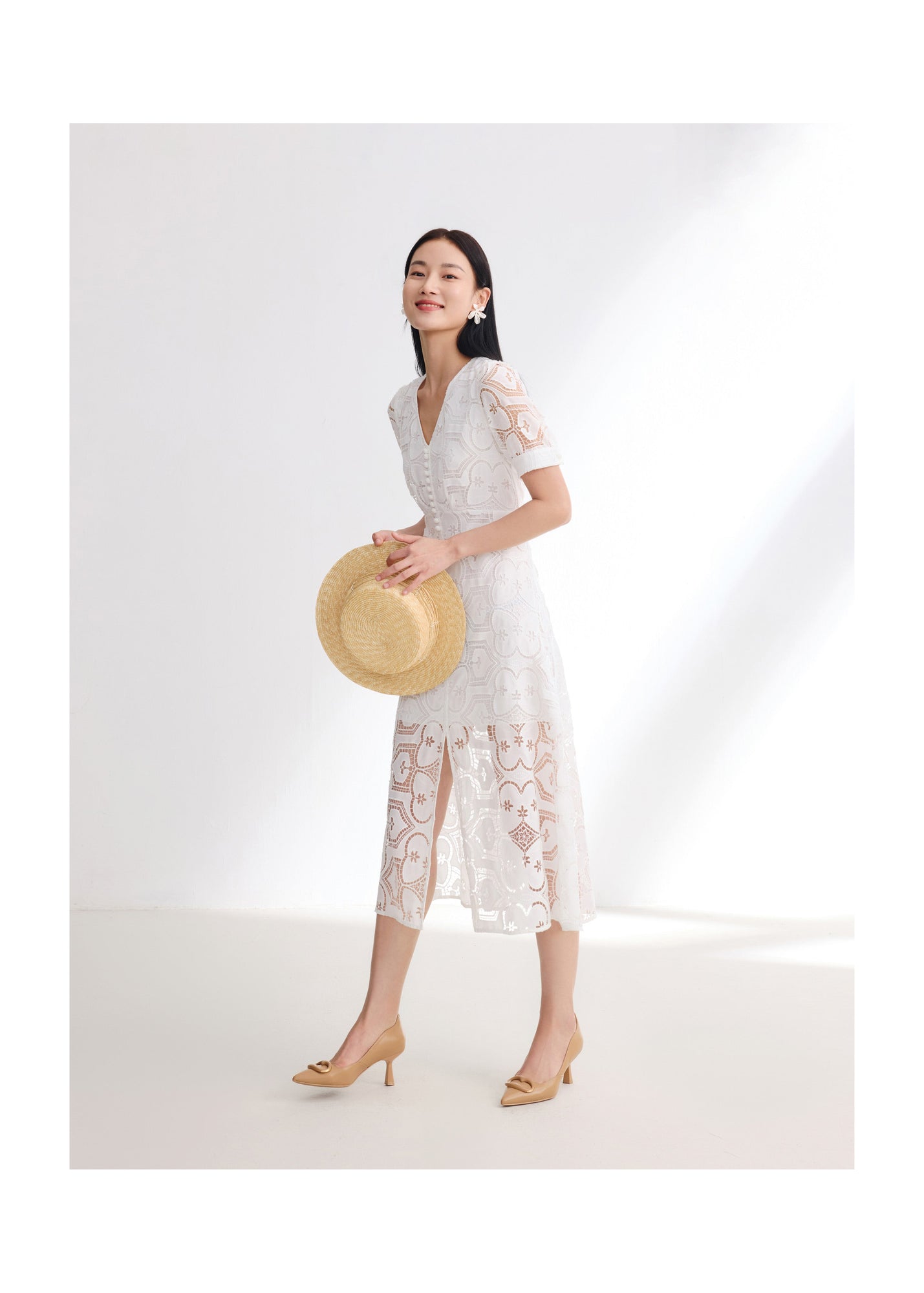 V-Neck Dress | White