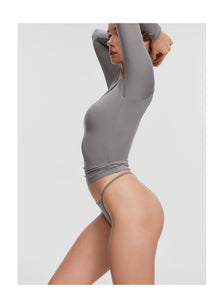 V-Neck Long Sleeve Top | Cool Gray