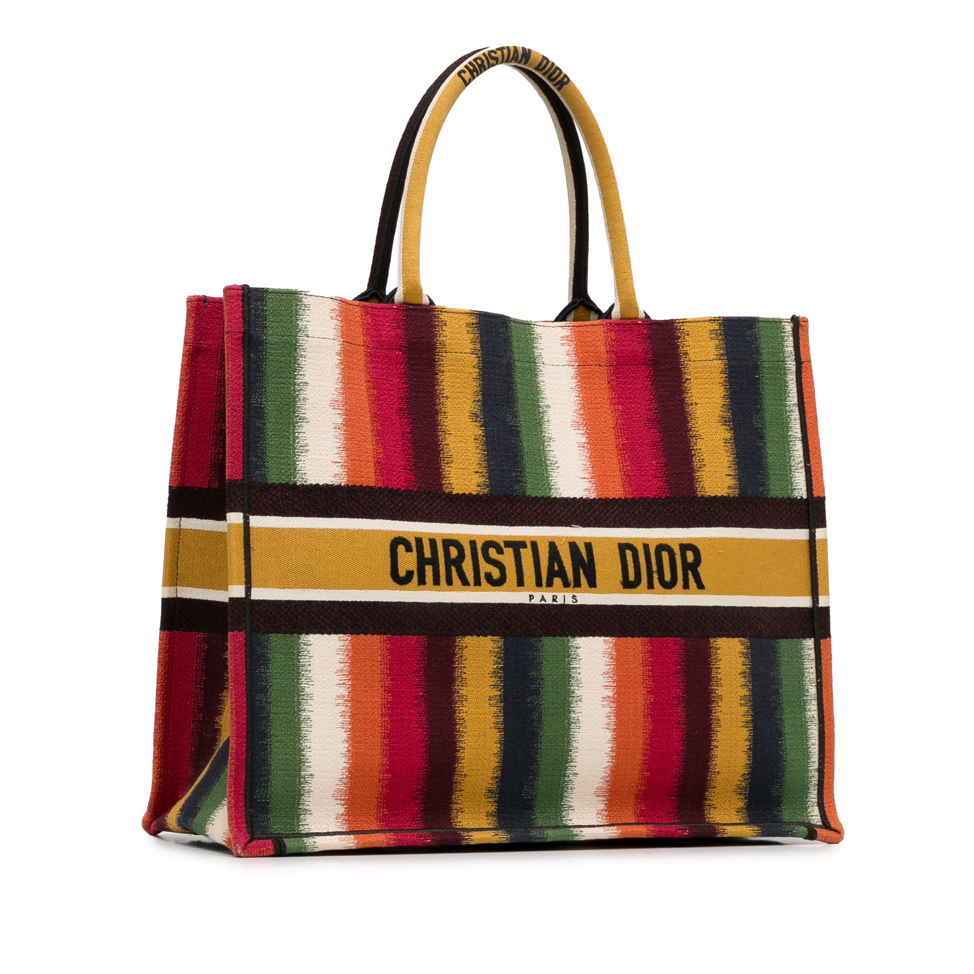 Dior | Pre-Owned Large Striped Book Tote | Yellow