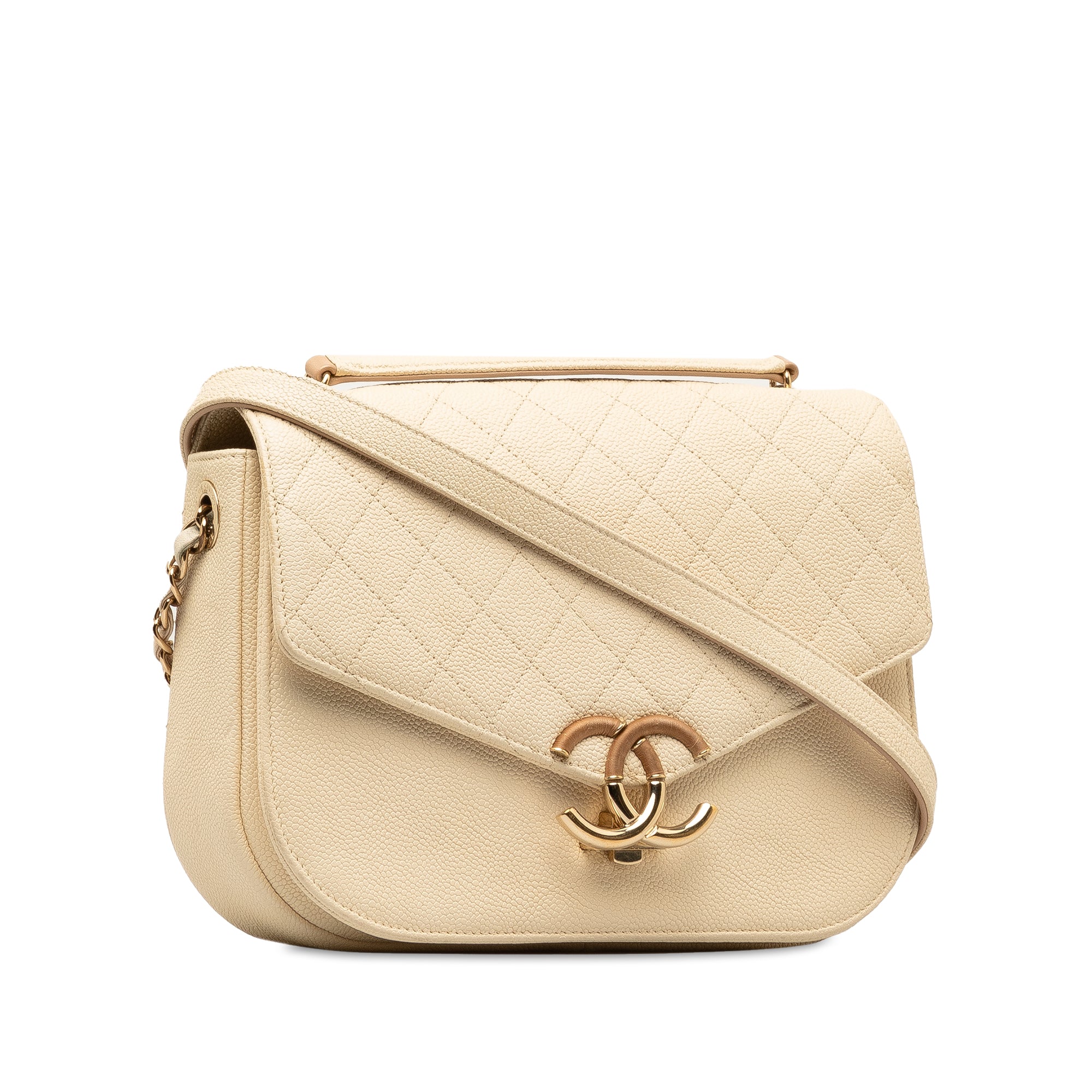 Chanel | Pre-Owned Medium Caviar Paris Cuba Thread Around Flap | Brown/Light Beige