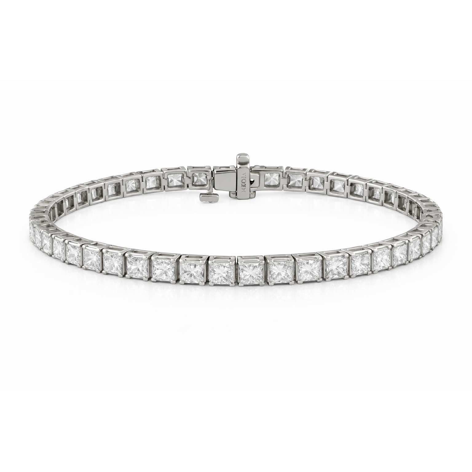 10.00 CT Princess Natural Diamond | Tennis Bracelet | 14K White Gold | G-H Color | VS Clarity