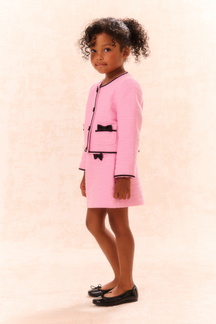 Girls Verita Tweed Bow Skirt | Pirouette Pink