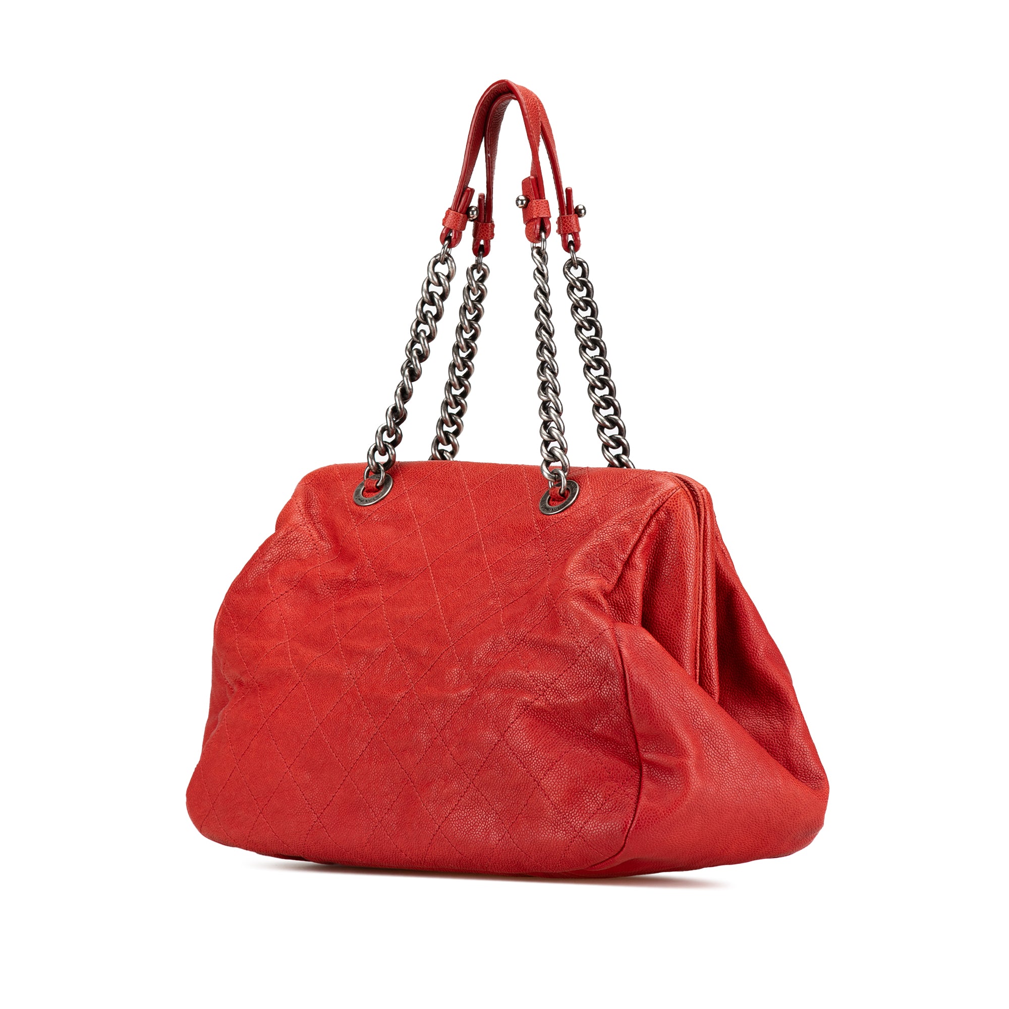 Chanel | Pre-Owned Medium Quilted Caviar Frame Tote | Red