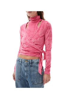 Velvet Wrap Blouse | Shocking Pink