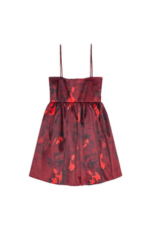 Printed Double Satin Strap Mini Dress | Winery