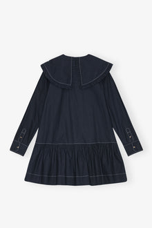 Cotton Poplin Big Collar Mini Shirt Dress | Sky Captain