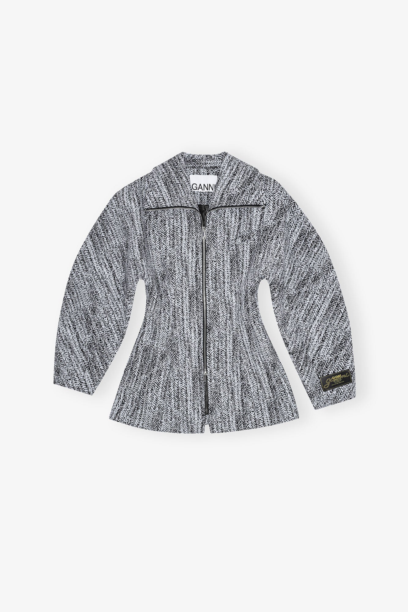 Cotton Tweed Curve Sleeve Jacket | Celestial Blue