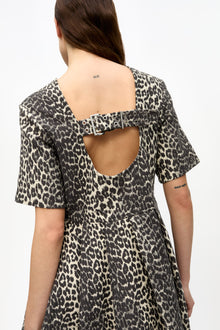 Cotton Tweed Mini Dress | Leopard