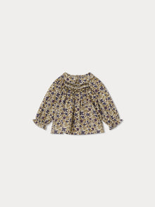 Girl | Pompon Smocked Blouse | Beige