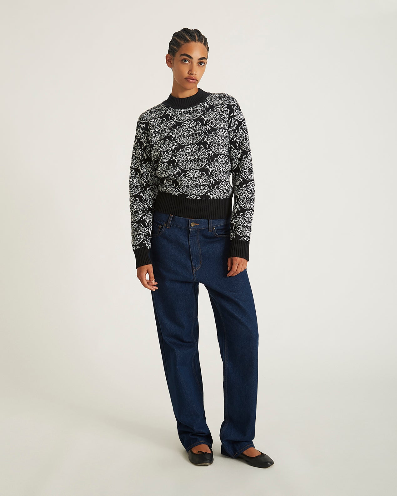 Black | Varick Tapestry Mockneck Sweater