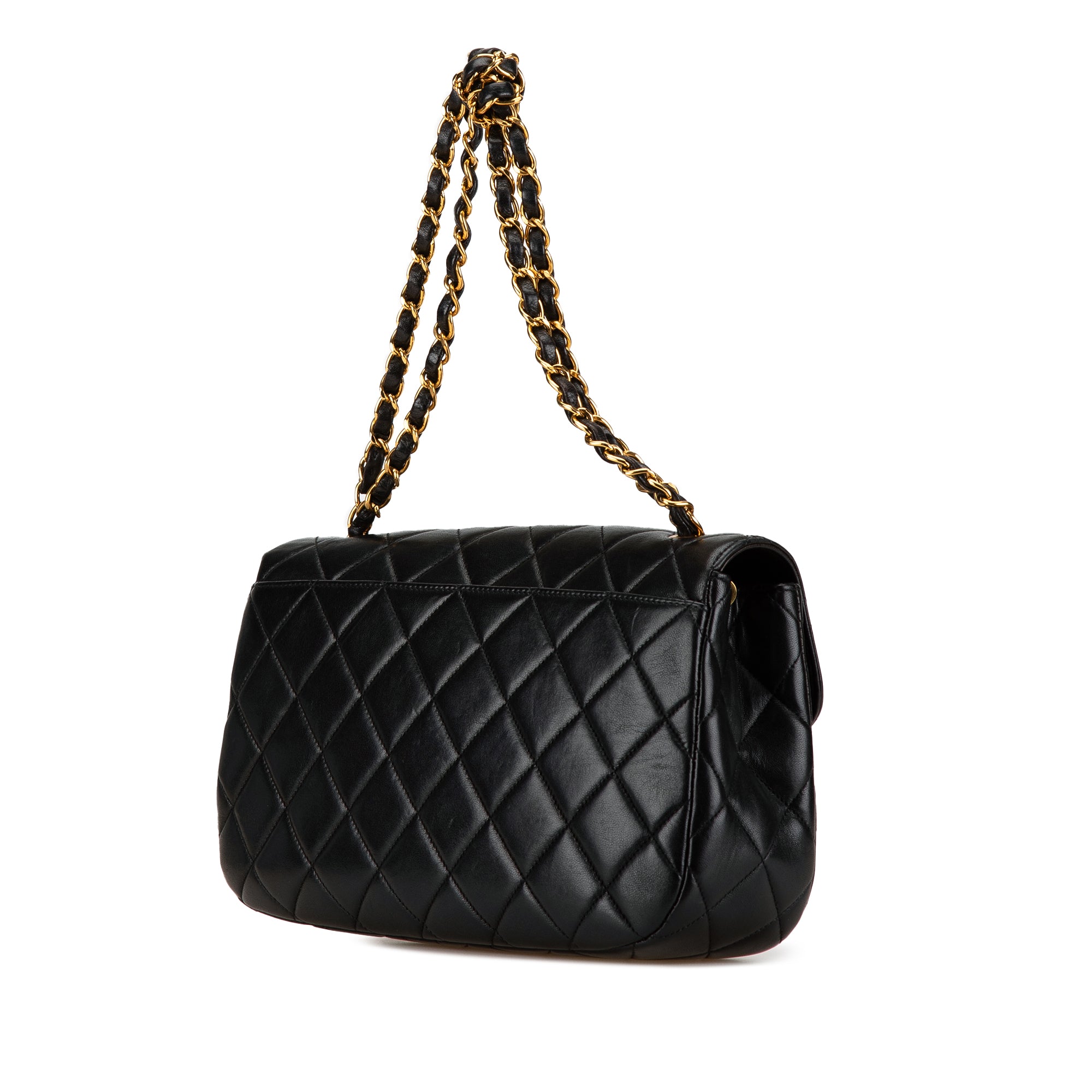 Chanel | Pre-Owned Quilted Lambskin Half Moon Single Flap | Black