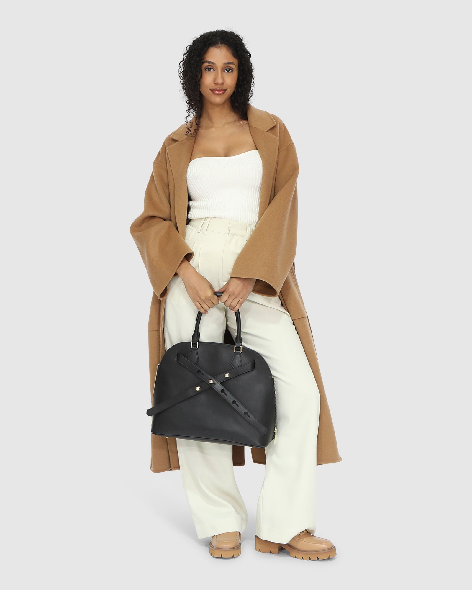 Wide Awake Split Hem Overcoat | Women | Camel