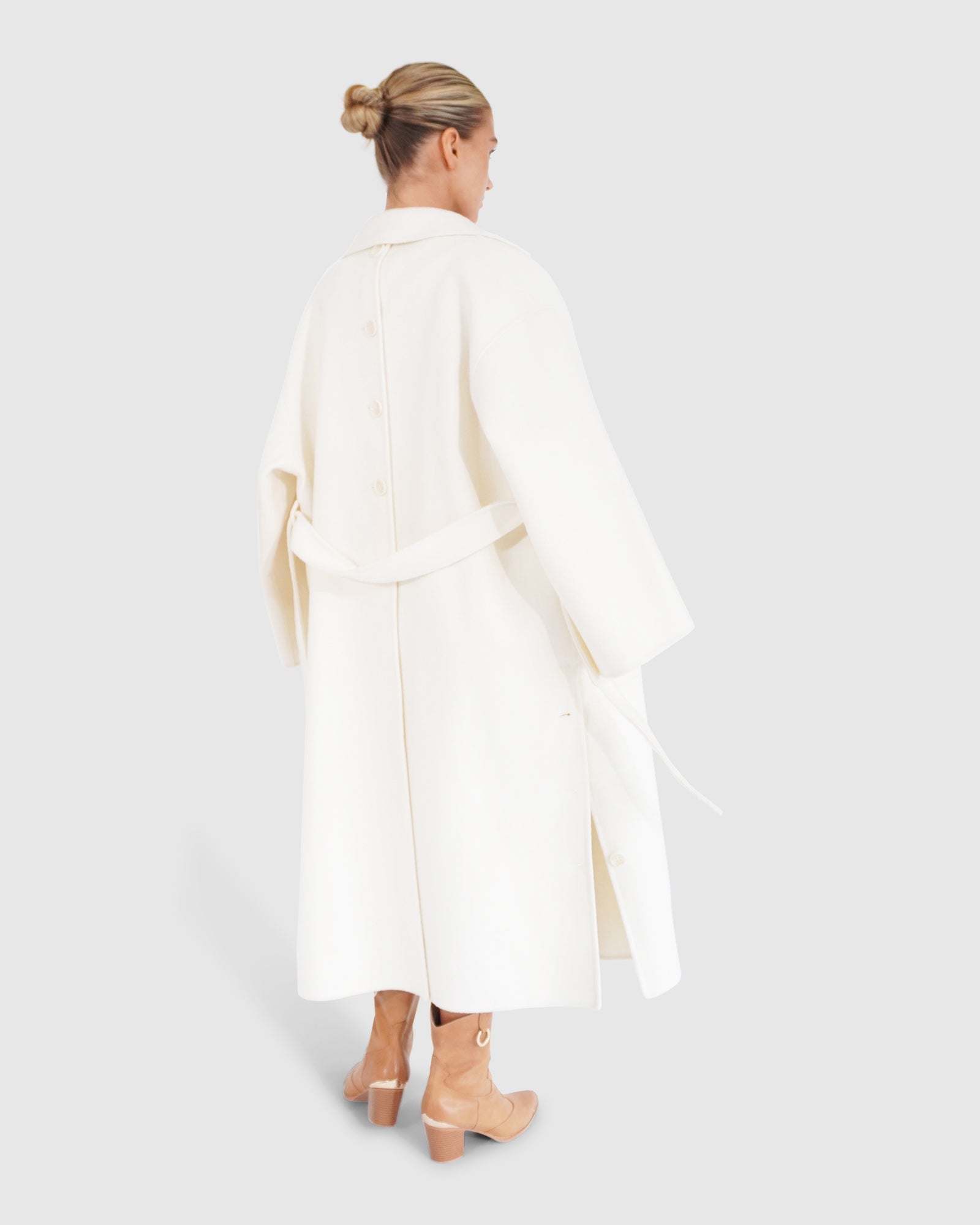 Wide Awake Split Hem Overcoat | Women | Cream