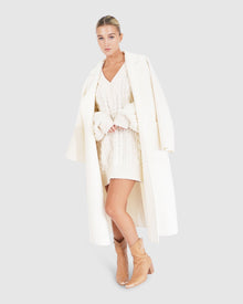 Wide Awake Split Hem Overcoat | Women | Cream