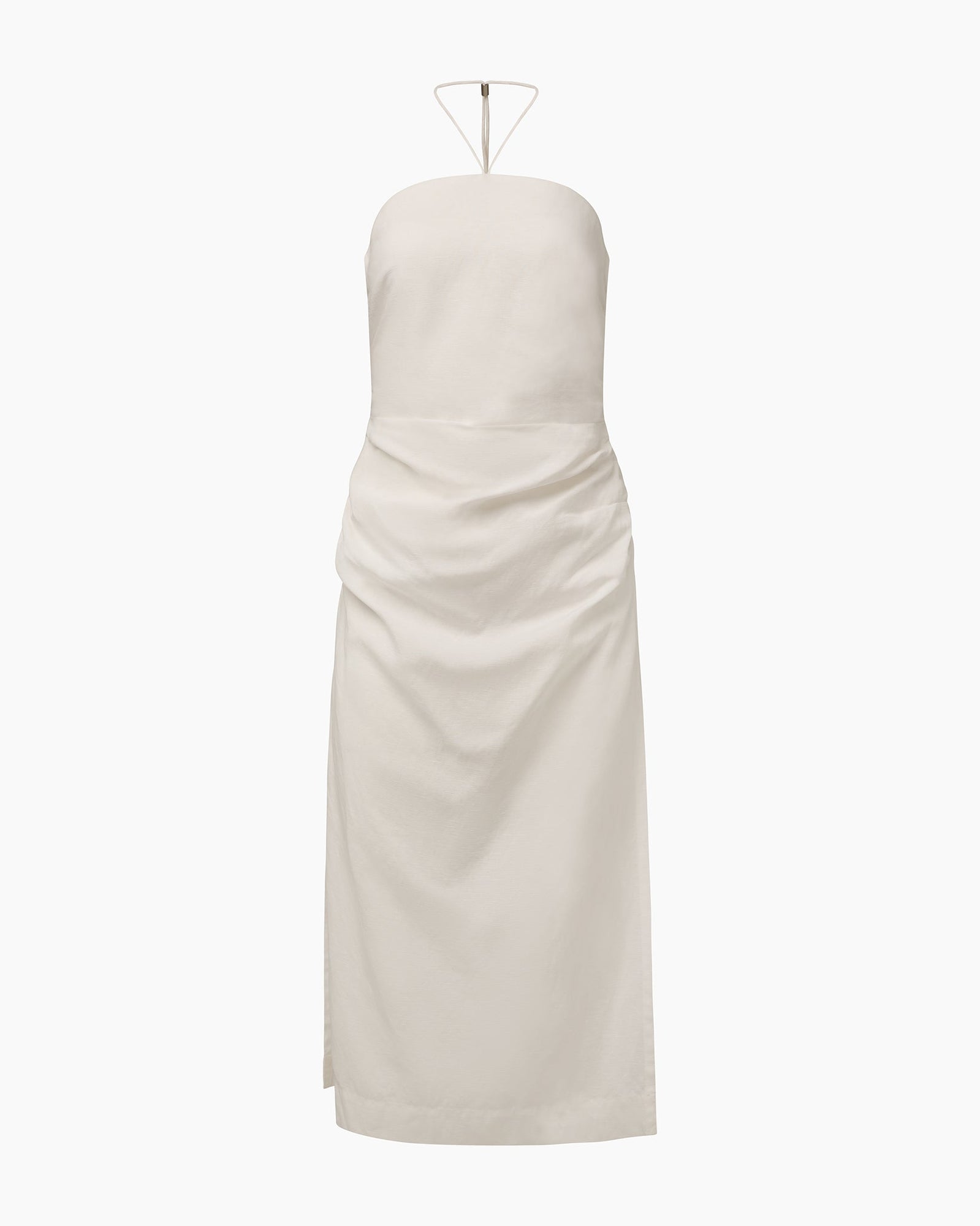 Womens | Air Linen Ruched Halter Dress | White