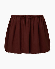 Womens | Air Linen Bubble Mini Skirt | Rum