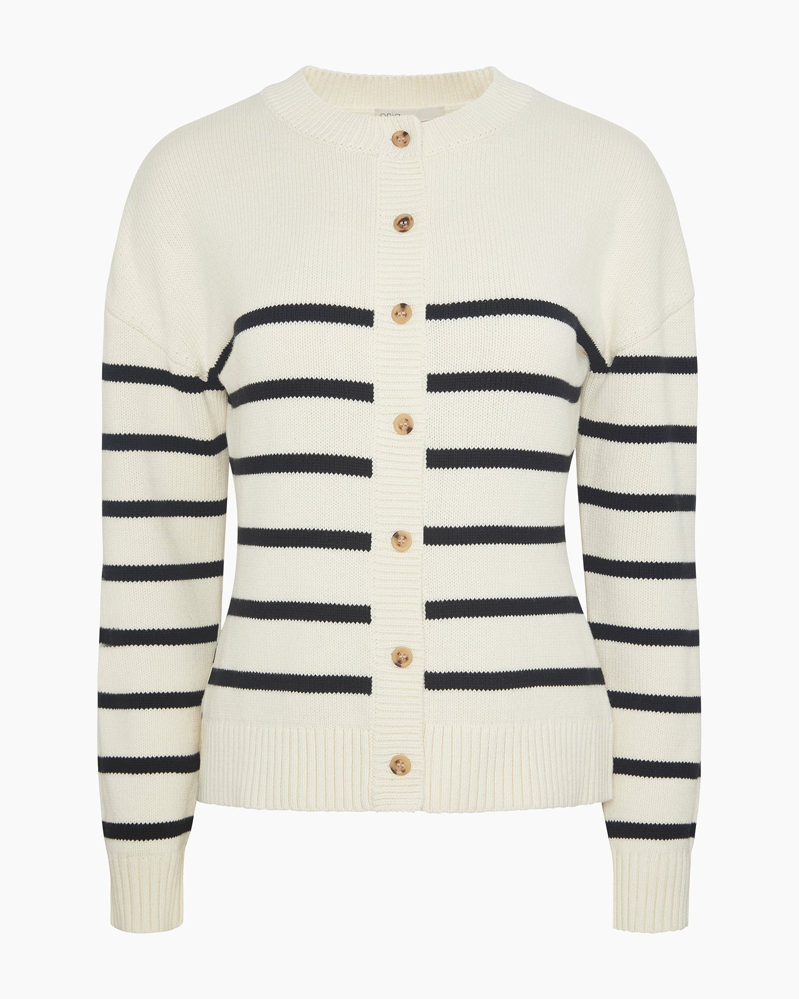 Womens | Cotton Fitted Cardigan | Off White/Black
